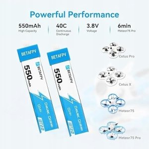 BetaFPV BT2.0 550mAh 4-pack | Zestaw baterii do dronów 1S | 3.8V, 550mAh 2
