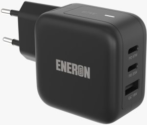 Szybka Ładowarka Sieciowa ENERON GaN 67W SuperFast 2xUSB-C 1xUSB-A PD type-C MOCNA 5