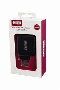 Szybka Ładowarka Sieciowa ENERON GaN 67W SuperFast 2xUSB-C 1xUSB-A PD type-C MOCNA 6