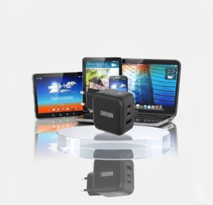 Szybka Ładowarka Sieciowa ENERON GaN 67W SuperFast 2xUSB-C 1xUSB-A PD type-C MOCNA 8