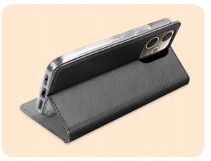 Etui z Klapką Do Oppo A5 Pro 5G (Czarne, Zamykane, Magnetyczne, Kabura) 5