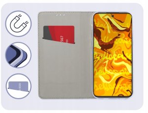 Etui z Klapką Do Xiaomi 11T / 11T Pro (Granatowe, Magnetyczne) Szkło 3