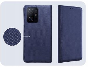 Etui z Klapką Do Xiaomi 11T / 11T Pro (Granatowe, Magnetyczne) Szkło 4