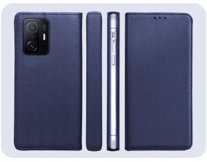 Etui z Klapką Do Xiaomi 11T / 11T Pro (Granatowe, Magnetyczne) Szkło 6
