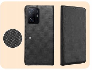 Etui z Klapką Do Xiaomi 11T / 11T Pro (Czarne, Zamykane, Kabura) Szkło 4