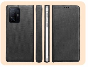 Etui z Klapką Do Xiaomi 11T / 11T Pro (Czarne, Zamykane, Kabura) Szkło 6