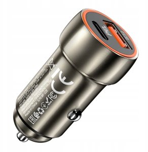Ładowarka samochodowa Hoco USB A + USB C QC3.0 PD 20W Z46A szary 2