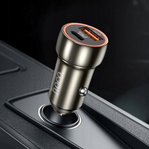 Ładowarka samochodowa Hoco USB A + USB C QC3.0 PD 20W Z46A szary 3