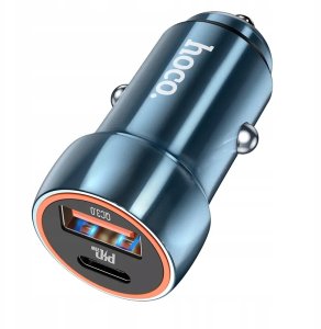 Ładowarka samochodowa Hoco USB A + USB C QC3.0 PD 20W Z46A niebieska 4