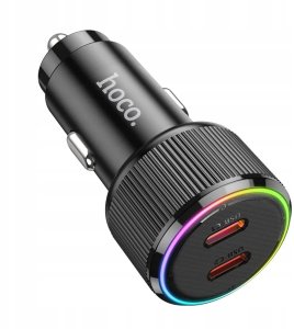 Ładowarka samochodowa Hoco 2 x USB C QC PD 50W NZ14B czarna 2