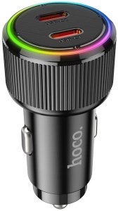 Ładowarka samochodowa Hoco 2 x USB C QC PD 50W NZ14B czarna 5