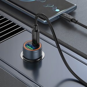 Ładowarka samochodowa Hoco USB A + USB C QC3.0 PD 3A 30W Z57A szara 2