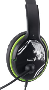 Słuchawki Genius GENIUS słuchawki z mikrofonem HS-400A czarno-zielony + redukce na Single Jack 6