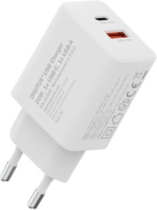 Ładowarka Digitus DIGITUS USB ładowarka 20W 1x USB-C 1x USB-A biały 8
