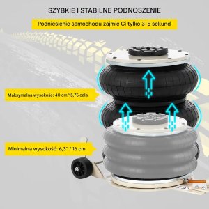 Podnośnik pneumatyczny 5 ton do auta poduszka 16,5-40,6 cm wysoki udźwig 5