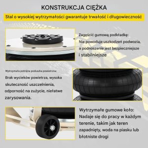 Podnośnik pneumatyczny 5 ton do auta poduszka 16,5-40,6 cm wysoki udźwig 6