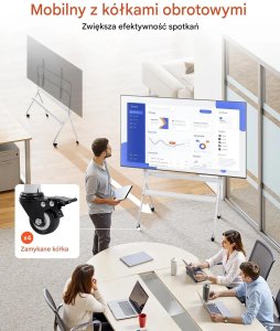 Stojak TV mobilny na kółkach do 100 cali regulowany wózek telewizyjny 4