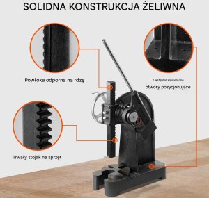 Vevor Prasa ręczna zapadkowa 3 tony żeliwna - do tłoczenia gięcia formowania 5
