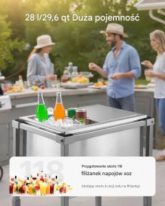 Lodówka mobilna 28 L stalowa na kółkach - cooler na patio i imprezy plenerowe 4
