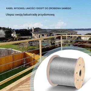 Mentor Stalowy kabel liny 3,2 mm T316 305 m - wytrzymały, elastyczny do balustrad 4