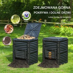 Kompostownik 300L ogrodowy obrotowy BPA FREE duży z pokrywą 3