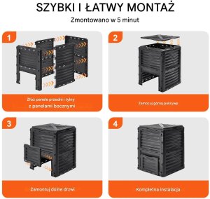 Kompostownik 300L ogrodowy obrotowy BPA FREE duży z pokrywą 7