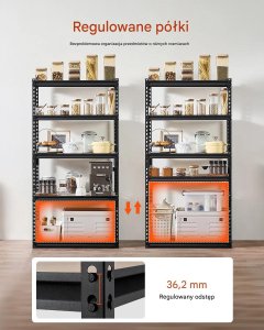 Regał magazynowy metalowy 5-poziomowy 907 kg - regulowane garaż piwnica 6