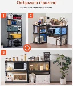 Regał magazynowy metalowy 5-poziomowy 907 kg - regulowane garaż piwnica 7