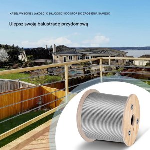 Stalowy kabel lotniczy 4,8 mm 7x19 152 m T304, linka wciągarki 2