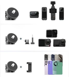 MAGNETYCZNY UCHWYT KULOWY Z GWINTEM 1/4" DO KAMER SPORTOWYCH, M.IN. INSTA360, DJI OSMO POCKET, ACTION 5