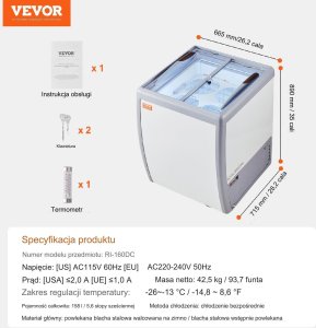 Komercyjna Gablota na Lody 158 L 2