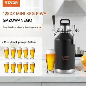 Mini keg beczka 4L z kranem CO2 stal 304 kran domowe piwo lane 2