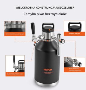 Mini keg beczka 4L z kranem CO2 stal 304 kran domowe piwo lane 5