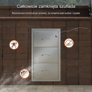 Szuflady do kuchni zewnętrznej 41x72x52 stal nierdzewna do BBQ i patio 6