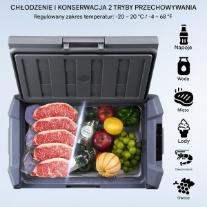 Lodówka turystyczna samochodowa przenośna z zamrażalką kompresorowa 37L 60W 3