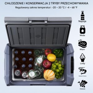 Lodówka turystyczna samochodowa przenośna z zamrażalką kompresorowa 37L 60W 6