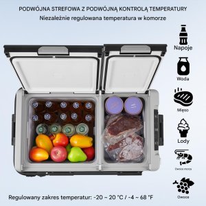 Przenośna lodówka samochodowa 58L z funkcją wytwarzania lodu 55 W 2