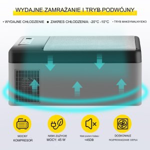Lodówka turystyczna 15L 12V samochodowa przenośna camping van 7