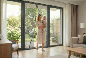 Moskitiera na Drzwi Balkonowe Magnetyczna Siatka na Komary Muchy Osy "Silent Screen" Antracytowa 220x100cm 12