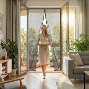 Moskitiera na Drzwi Balkonowe Magnetyczna Siatka na Komary Muchy Osy "Silent Screen" Antracytowa 220x100cm 14