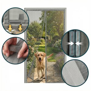 Moskitiera na Drzwi Balkonowe Magnetyczna Siatka na Komary Muchy Osy "Silent Screen" Antracytowa 220x100cm 2