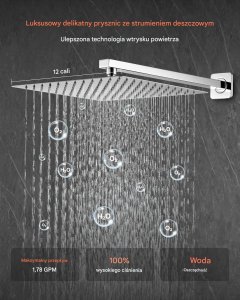 Zestaw prysznicowy momali Zestaw prysznicowy deszczowy 30,5 cm z baterią i słuchawką ścienny chrom 6