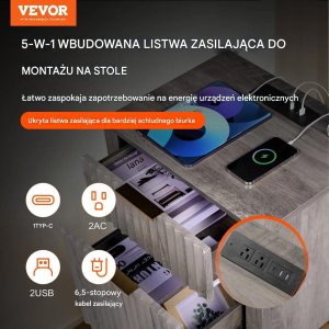 Stoliki nocne 2szt z USB 3-poziomowe 2 szuflady szare do salonu i sypialni 3