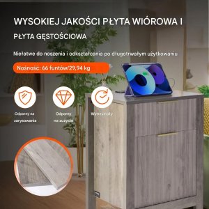 Stoliki nocne 2szt z USB 3-poziomowe 2 szuflady szare do salonu i sypialni 4