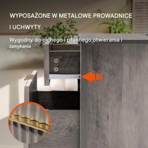 Stoliki nocne 2szt z USB 3-poziomowe 2 szuflady szare do salonu i sypialni 6