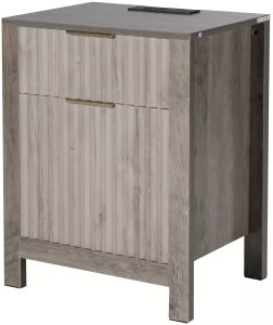 Stoliki nocne 2szt z USB 3-poziomowe 2 szuflady szare do salonu i sypialni 8