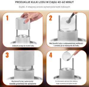 Prasa do kul lodowych 60mm aluminiowa z akcesoriami do drinków 3