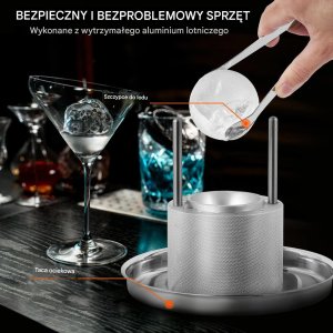 Prasa do kul lodowych 60mm aluminiowa z akcesoriami do drinków 4