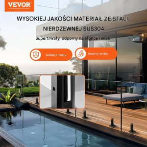 Uchwyty do szkła 10 szt. kwadratowe mocowanie 304 stal balkon taras 4