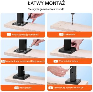 Uchwyty do szkła 10 szt. kwadratowe mocowanie 304 stal balkon taras 5